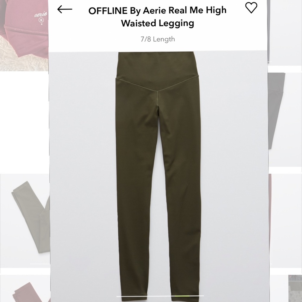 Aerie offline high waisted leggings in army green- size Medium